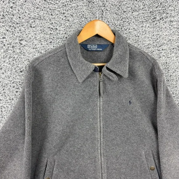 Vintage Polo Ralph Lauren Jacket Mens Large Gray Polartec Fleece Bomber Full Zip - Picture 6 of 15